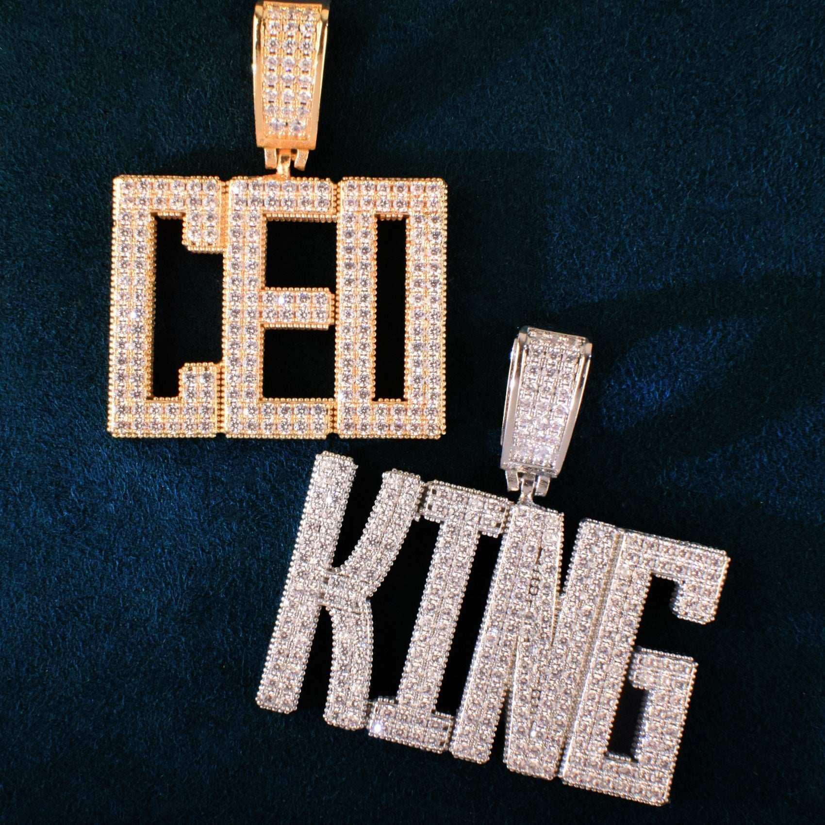 Iced Out Letter Necklace | Custom Alphabet CZ Pendant Trendy Streetwear Jewelry - CaratixJewelry